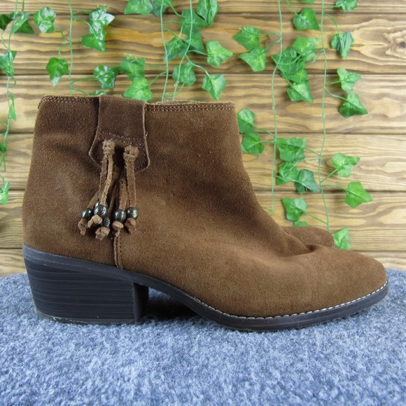 White Mountain Havana Women's Brown Suede Ankle Boots Tassel‎ Zip 8.5M - Picture 3 of 10